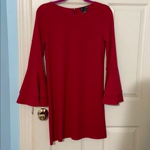 Red ruffle sleeve dress